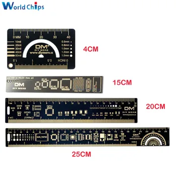 

4cm 15cm 20cm 25cm PCB Ruler Multifunctional Measuring Tool Resistor Capacitor Chip IC SMD Diode Transistor Package 180 Degrees