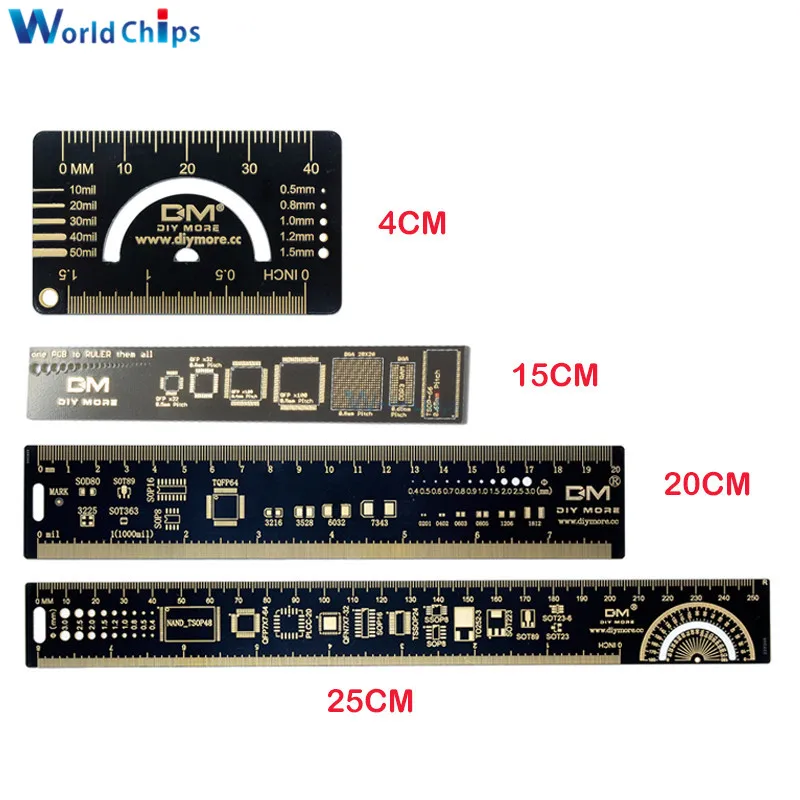 Линейка PCB многофункциональная, 4 см, 15 см, 20 см, 25 см, измерительный инструмент, резистор микросхема конденсатора IC SMD, посылка диодных транзисторов 180 градусов Линейка PCB многофункциональная, 4 см, 15 см, 20 см, 25 см, измерительный инструмент, резистор микросхема конденсатора IC SMD, посылка диодных транзисторов 180 градусов
