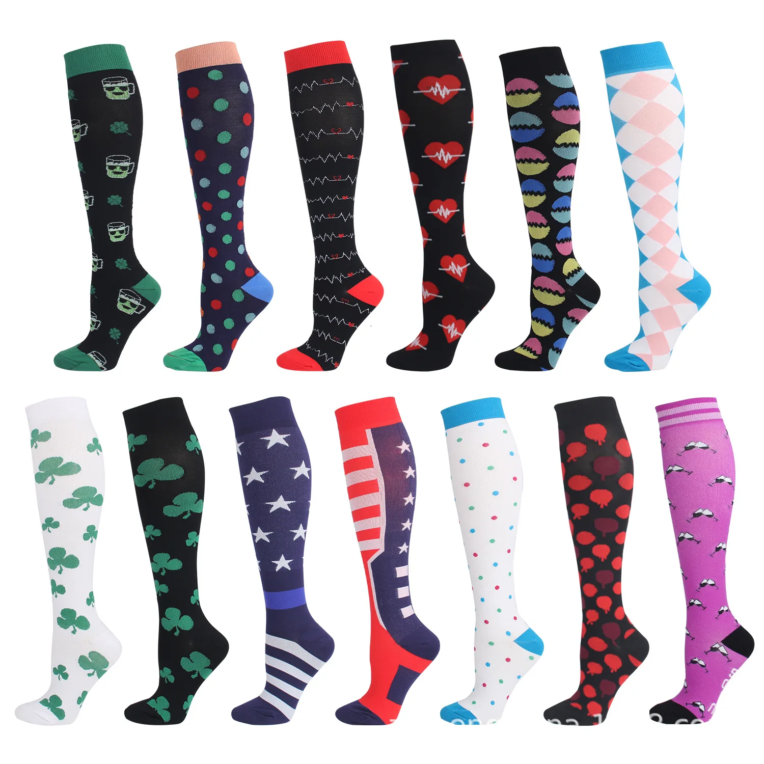 

woman harajuku novelty funny unisex sports stretch compression socks cute pattern compression socks five-pointed star