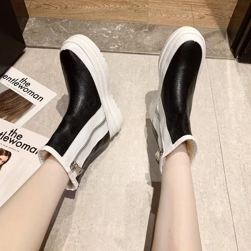 Snow Boots New 2020 Women's Shoes Winter Thick Sole Plaform Ankle boots Thicken Plush Warm Cotton Shoes