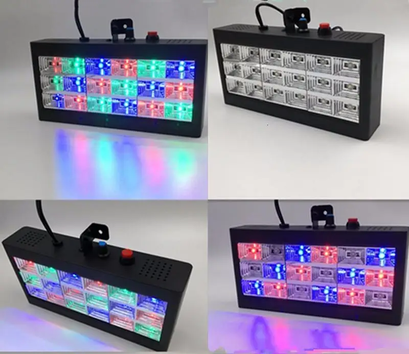 Mini Sound Control 18 RGB LED Strobe Sound Control For Party Club Disco voice music Stage Lighting Projector Club Bar 110V 220V