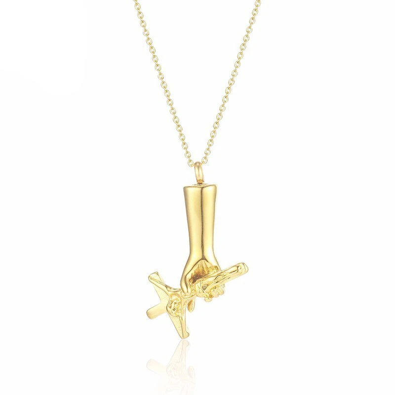 RIR Stainless Steel Hand Hold Cross Jesus Cremation Necklaces Jewelry Religious Christ Men's Ash Pendant Necklace | Украшения и