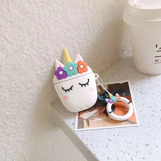 Nueva 3D чехол для наушников Единорог AirPods Мягкий силикон основал наушники из