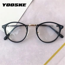YOOSKE ретро круглые очки оправы женские прозрачные оптические очки мужские черные розовые прозрачные линзы очки