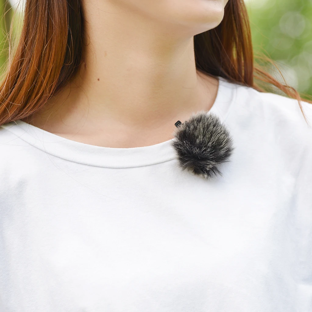 Portable Mini Microphone Clip-on MIC w/ Fur Microphone Windmuff Recording Accessory