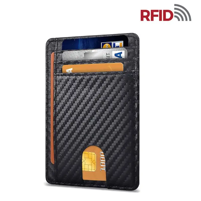 BK1 Тонкий RFID блокирующий кожаный бумажник минималистичный кредитный кошелек для денег и карт держатель унисекс Модная Сумка вмещает до 12 карт и банковских карт - Цвет: BK1