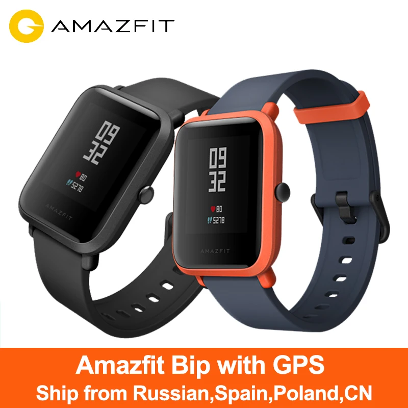 Русский язык Xiaomi Amazfit Bip GPS Смарт часы Доставка из Москвы ，Официальная гарантия 1