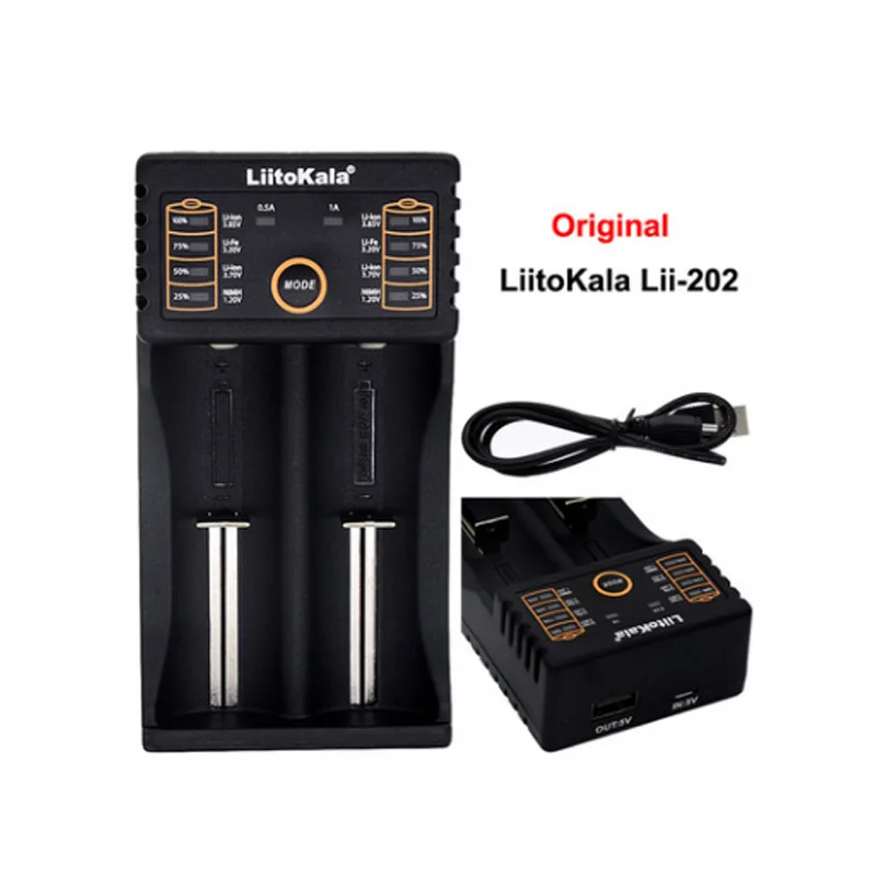 Lii 202 No plug LiitoKala 18650 зарядное устройство емкость тест внутреннее сопротивление для 18650 26650 21700 18350 AA AAA 3,7 V/3,2 V/1,2 V - Цвет: Lii 202 No plug