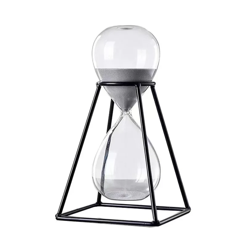 Metal 30 Minutes Hourglass Timer Modern Art Ornament Glass Timing Hourglass Creative Office Living Room Desktop Home Decoration 6