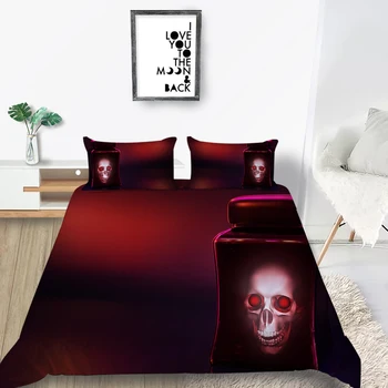 

Skull Bedding Set King Size Strange Simple Creative Scary Duvet Cover Red Queen Twin Full Single Double Unique Design Bed Set