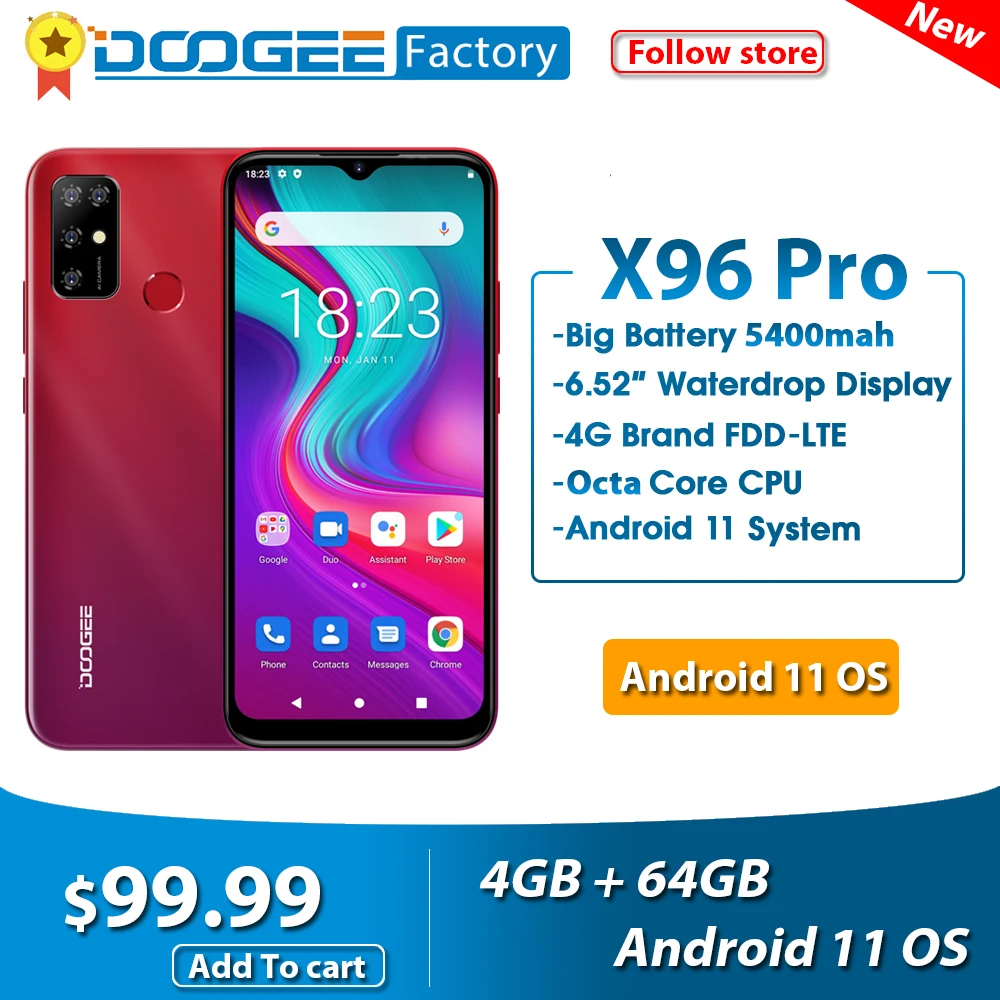 Смартфон DOOGEE X96 Pro 4 + 64 ГБ 8 ядер 5400 мАч 13 МП | Мобильные телефоны и аксессуары