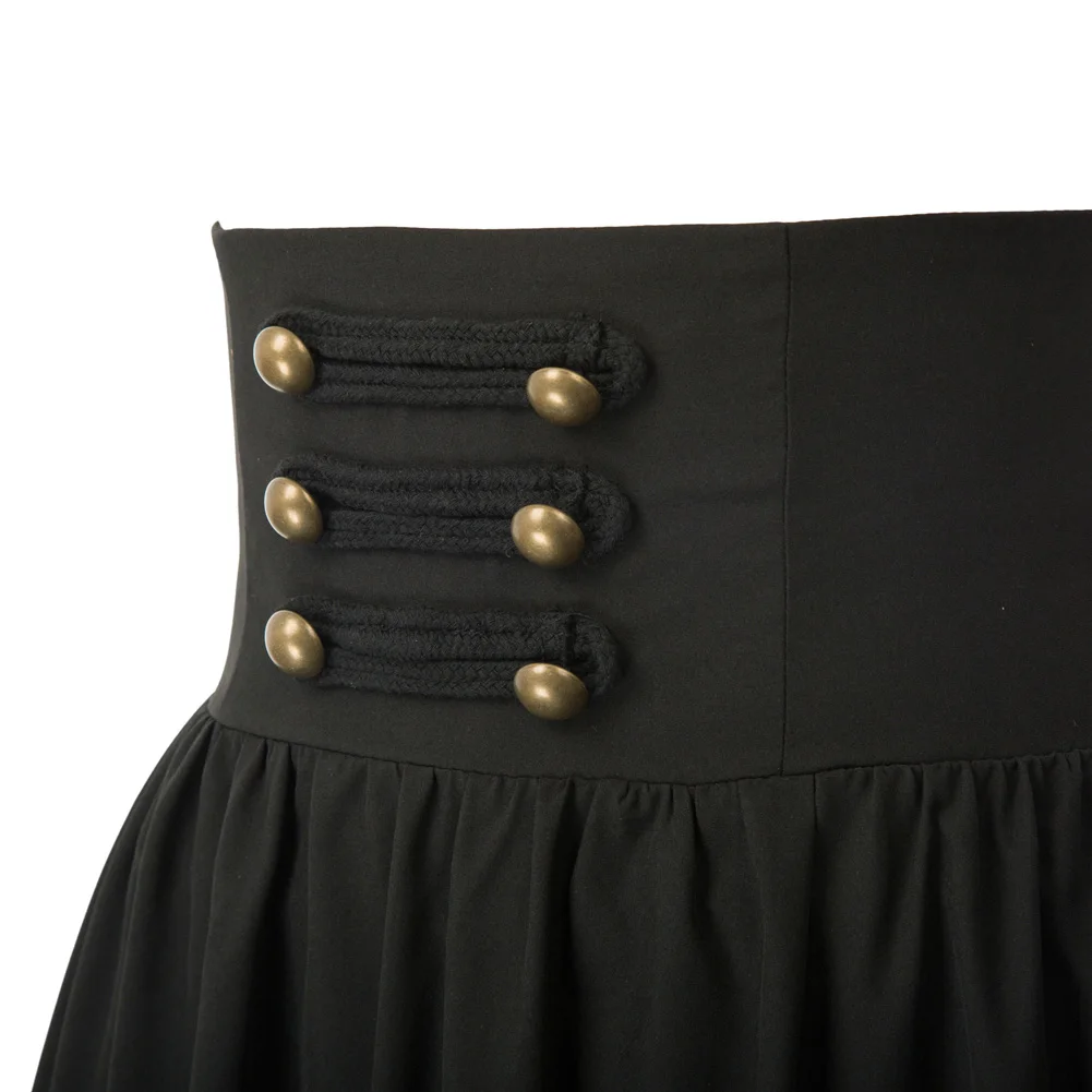 Women Skirt Summer Clothes Gothic Maxi Skirt High Waist Ruffled Hem A-Line Elastic Waist Vintage Pleated Casual Party Skirt Lady ► Photo 3/6