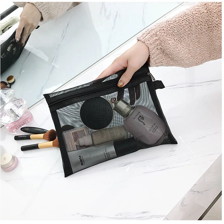 Mini Mesh Cosmetic Bag Women Portable Lipstick Bag Makeup Organizer Cosmetic Bag Toiletry Bag Makeup Bag Cosmetic Case One Set Makeup Pouch Toiletry Necessarie Feminina Kosmetyczka