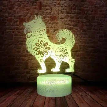 

Flashing 3D Illusion LED Desk Nightlight Colorful Changing Light Model Christmas Dog Animal action & toy figures Party
