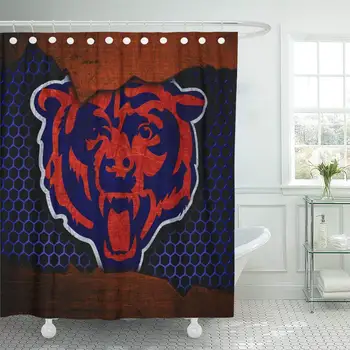 

Decor Shower Curtain Set with Hooks Detroitk City Lions Football Grunge Metal Texture North Division 72 X 78 Inches Polyester