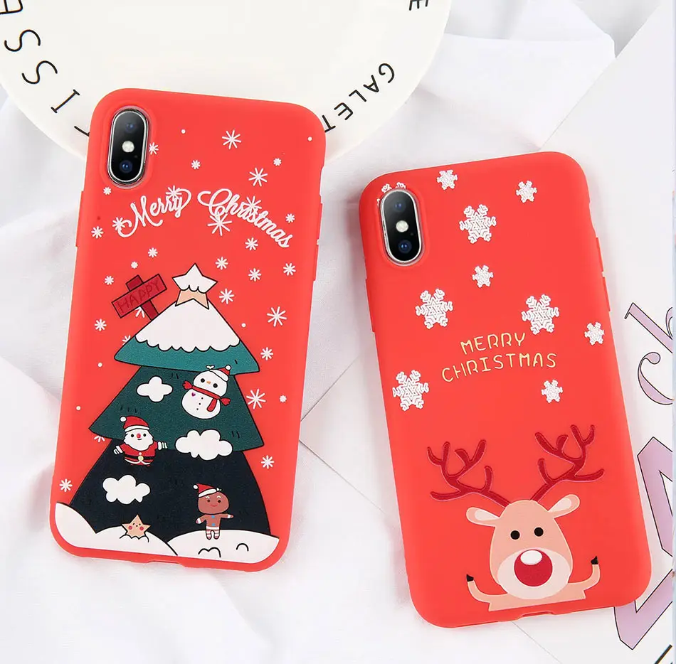 Чехол для телефона с рождественским оленем iphone 11 XS MAX XR X чехлы Санта-Клаусом 8 7 6 5 SE