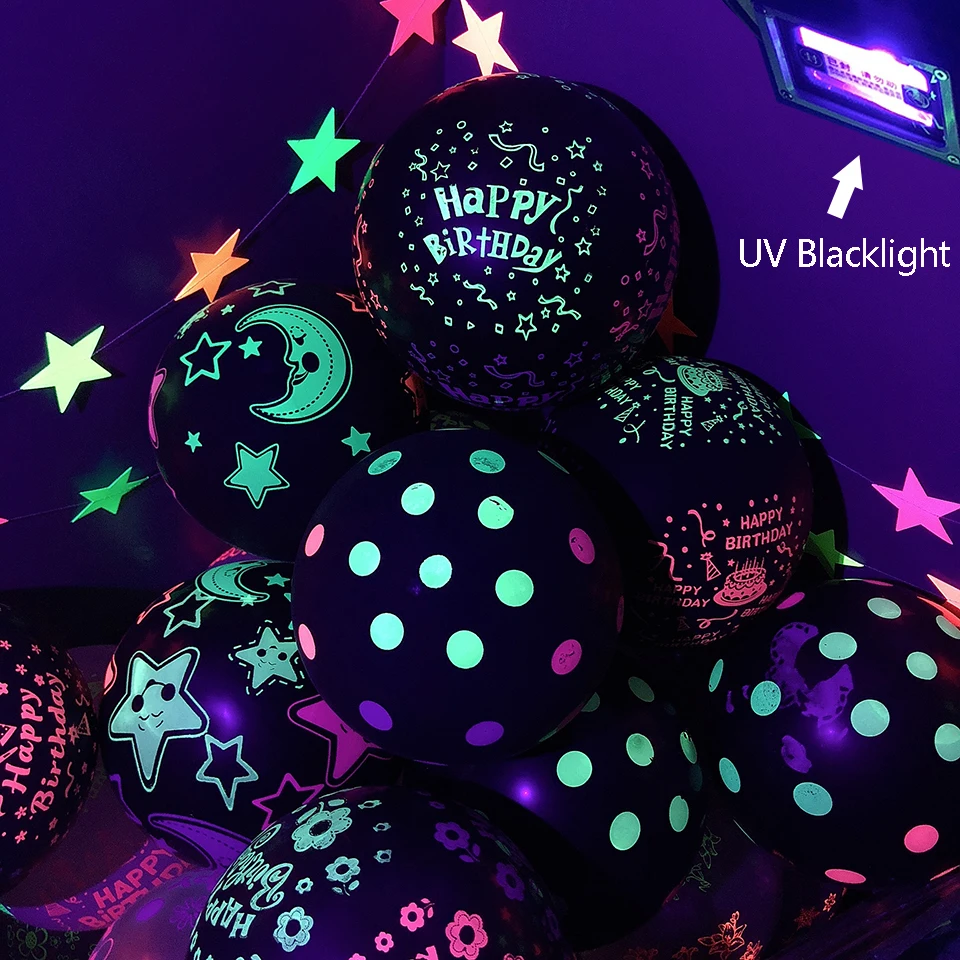 10/20/30pcs 12inch Fluorescent Neon Glow Latex Balloons Dark Glow Luminous  Wedding 80s 90s Birthday Black Light Party Decor - AliExpress