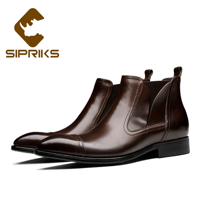 Sipriks/мужские темно-коричневые кожаные ботинки «Челси»; винтажные повседневные ботильоны; мужские ковбойские ботинки; Черная Свадебная обув... Sipriks/мужские темно-коричневые кожаные ботинки «Челси»; винтажные повседневные ботильоны; мужские ковбойские ботинки; Черная Свадебная обув...