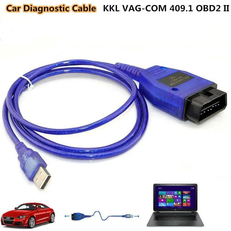 USB VGA-COM интерфейс автомобильный диагностический кабель KKL VAG-COM 409,1 OBD2 II OBD диагностический сканер автоматический кабель Aux автомобильный диагностический инструмент