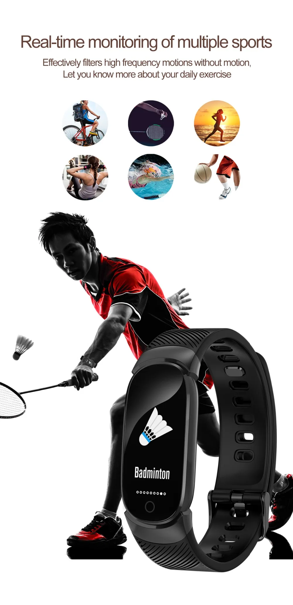 QW16 Smart Band Heart Rate Tracker Fitness Tracker Smartband Smart Bracelet Waterproof Smart Wristband Smart Watch pk mi band 3 (5)
