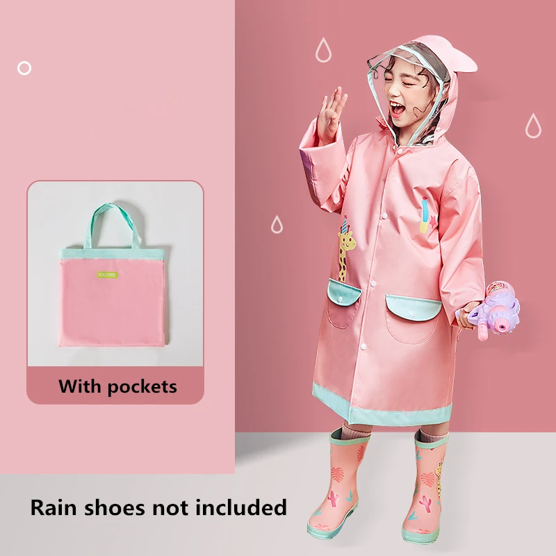 Students Raincoat With School Bags Cool Children Oxford Cloth Rainwear Kids Rain Pocket Jacket Waterproof Rain Coat Suit