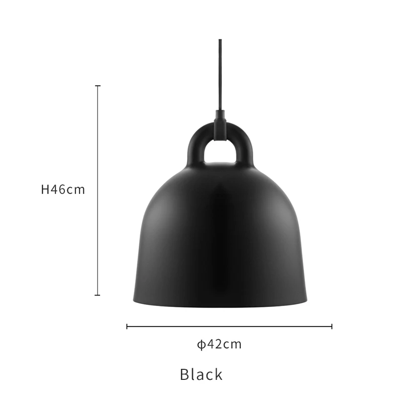 Black 42cm Современный простой стиль в форме колокольчика Droplight Бар Кафе спальня ресторан черный/белый/серый/песочный белый светильник смола кулон ручной работы свет - Цвет корпуса: Black 42cm