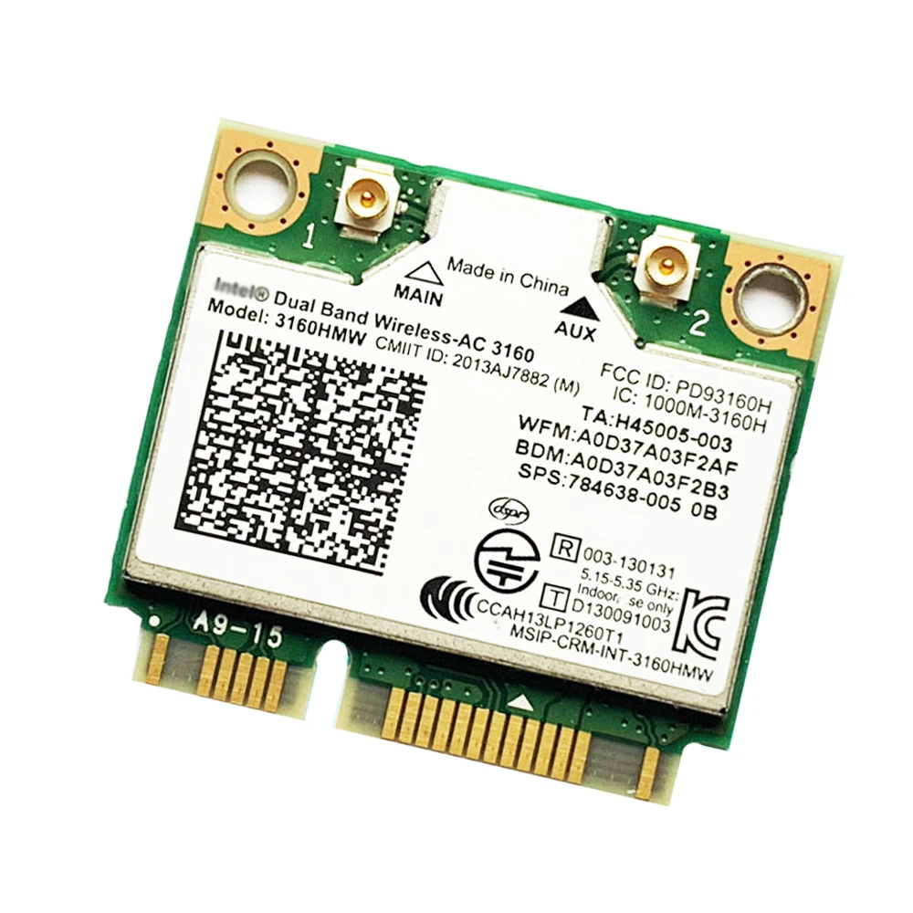 5 шт. для Intel двухдиапазонный беспроводной AC 3160 3160HMW half Mini PCI-E Wi-Fi Bluetooth 4 0