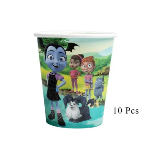 Cup 10pcs Вампирская девочка Vampirina одноразовая посуда для вечеринки Посуда Бумажная чашка тарелка детский душ Kdis день рождения Хэллоуин принадлежности - Цвет: Cup 10pcs