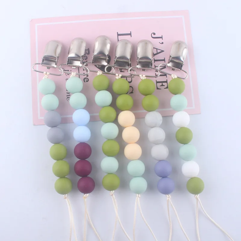 

Baby New Silicone Molar Teether Toy Pacifier Anti-Lost Chain Pacifier Clips Baby Pacifier Chain Silicone Beads Holder Clip