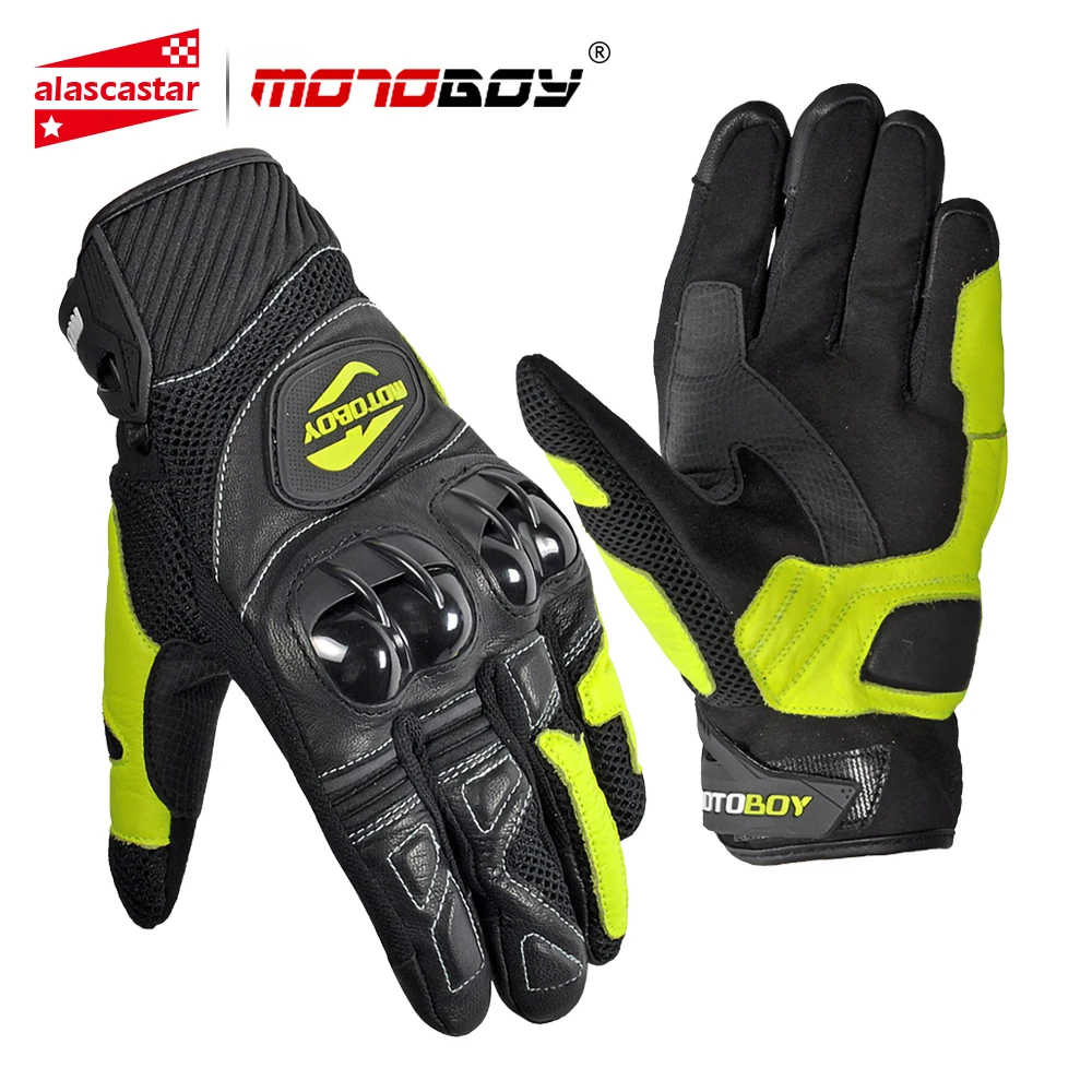 

MOTOBOY Summer Motorcycle Gloves Breathable Guantes Moto Gloves Leather Touch Function Motorbike Gloves Luvas Motocross Gloves