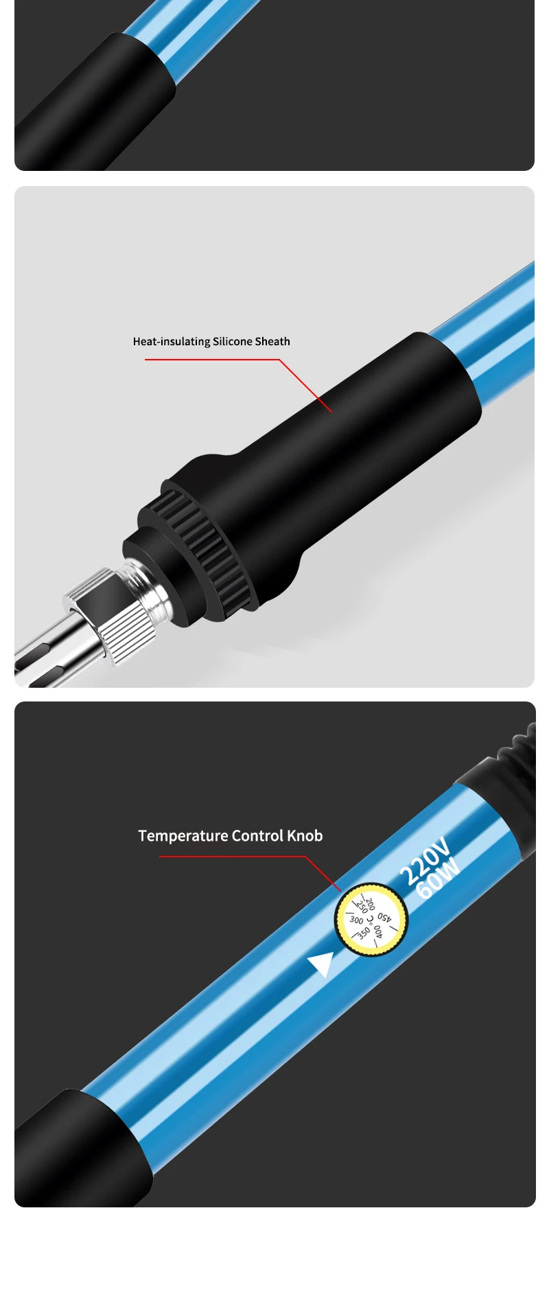 Timostention Adjustable temperature 220V EU household electric soldering iron electronic repair welding gun tool brand iron tip gas welding equipment