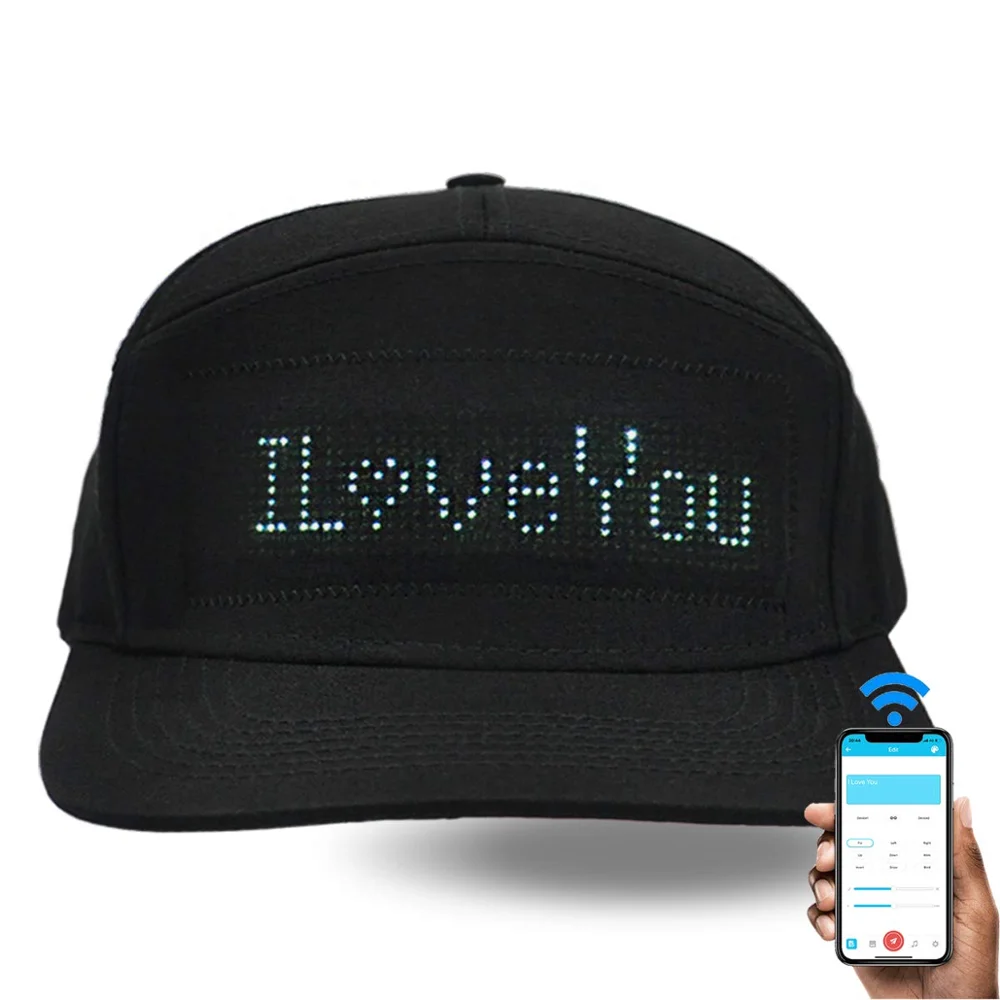 LED Topi LED Tampilan Layar Smart Hat 