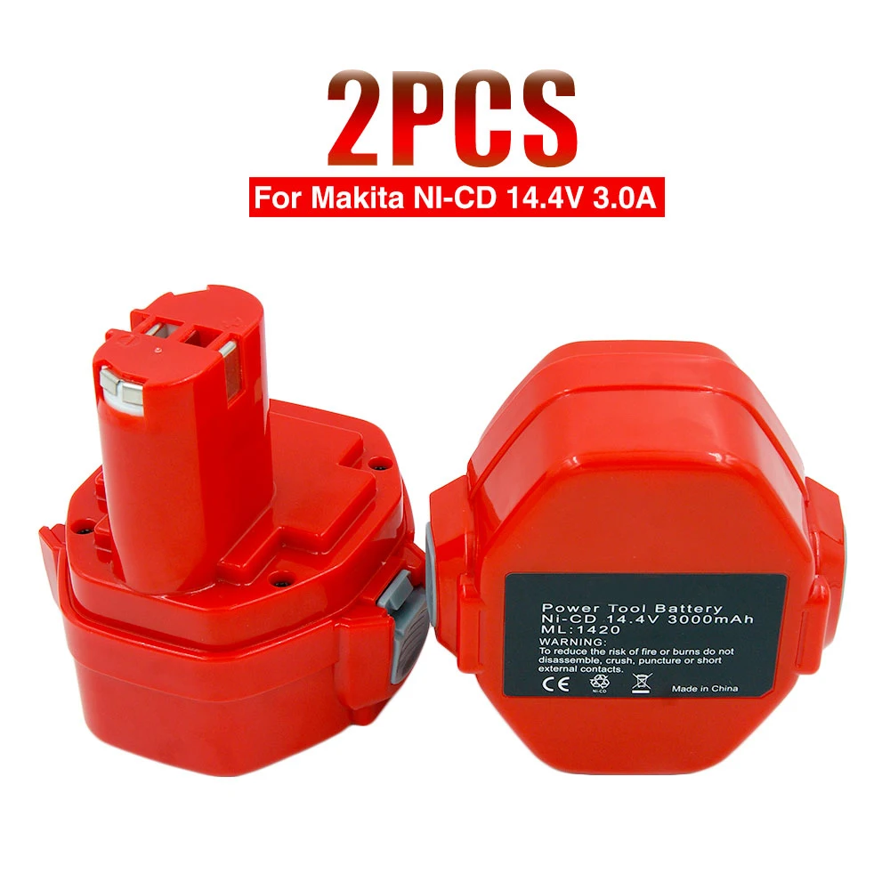 

2pcs/lot Ni-CD 14.4V 3000mA Rechargeable Battery Pack for Makita Power Tools Cordless Drill PA14 1433 JR140D 1422 1420 6280D