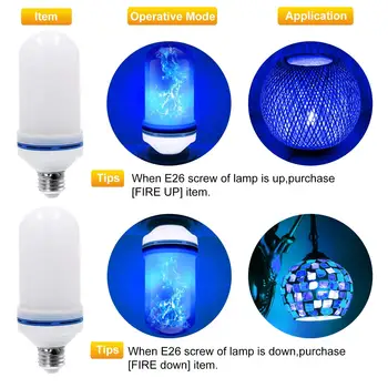 

LED Flame Effect Light Bulb - E26 Standard Base - Atmosphere Decoration Fire Flickering Simulation 105 pcs 2835 LED Beads -Flame