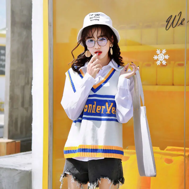 

2020 latest sweater loose student college style fashion vest sweater top