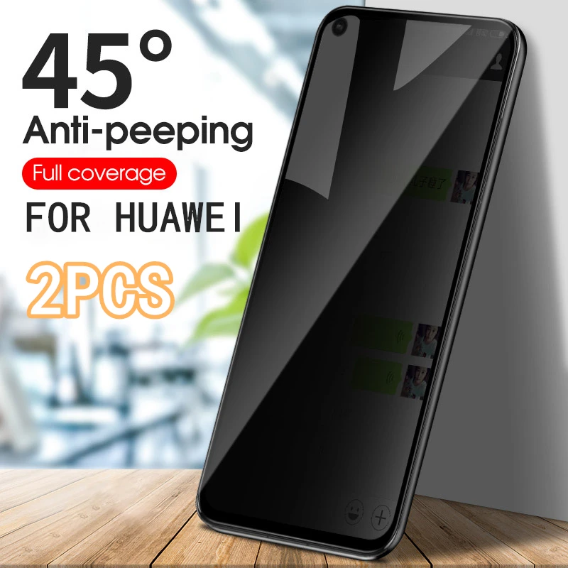 Защитное стекло закаленное антишпионское для Huawei P30/P40/P20/Mate 10/20/30 Lite Pro/Nova 5T/Honor