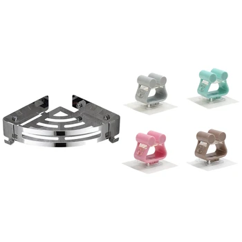 

1 Set Bathroom Shelves Brushed Nickel Caddy Rack & 4 Pcs Wall Mop Hooks Hanging Rack Traceless Broom Shelf Mop