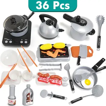 

9/24/36Pcs Kitchen Pretend Play Toys with Cookware Pots and Pans Set Cooking Utensils Grocery Play Food for Kids Boys Girls