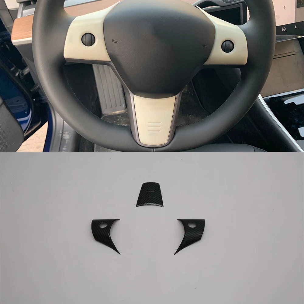 

Car Accessories Interior ABS Steering Wheel Panel Cover Decorative Trim For Tesla Model 3 2019 Car Styling