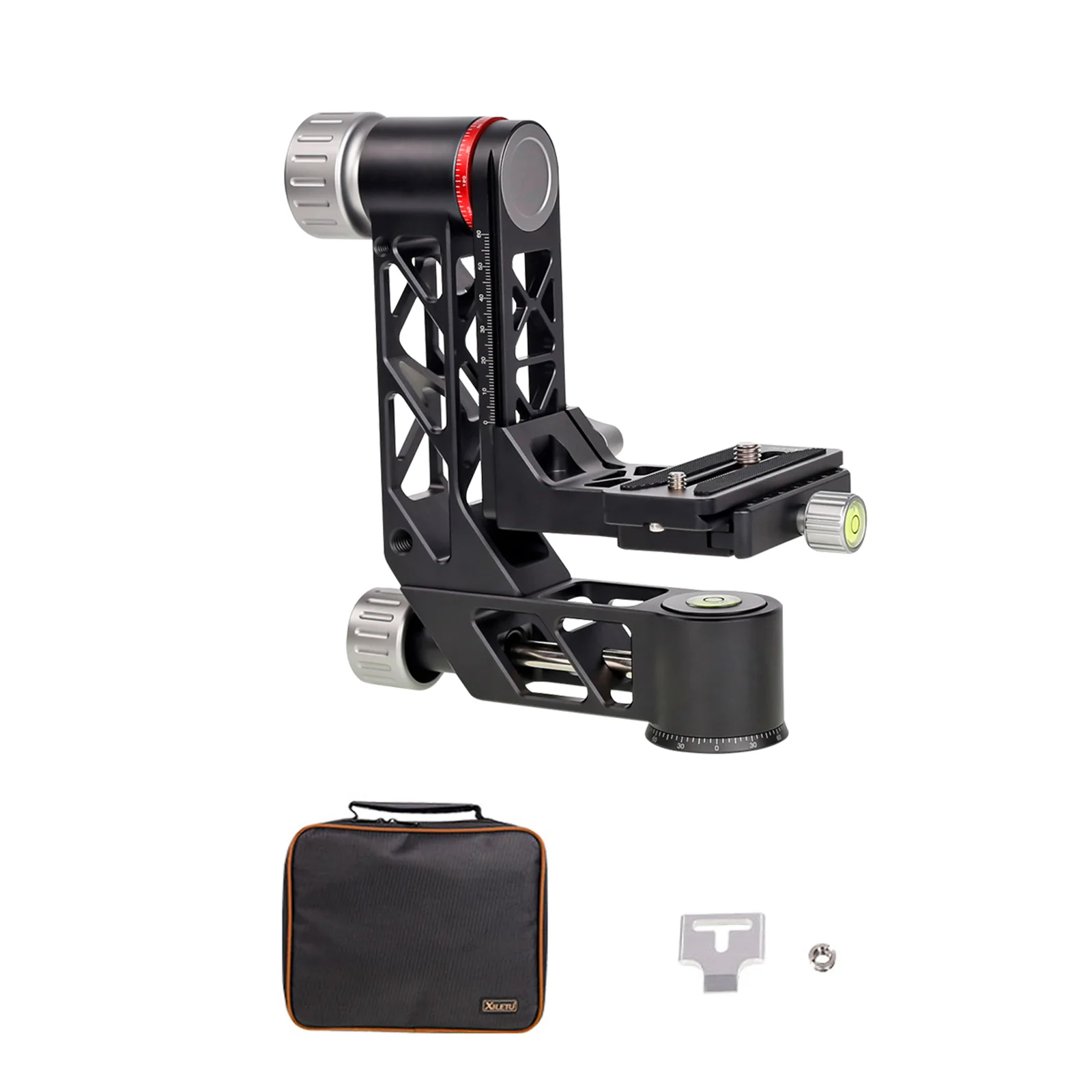 Panoramic Gimbal Tripod Head with QR Plate 1/4 Inch & 3/8 Inch Screw for Birdwatching Camera Smartphone Max. Load 25kg/55lb