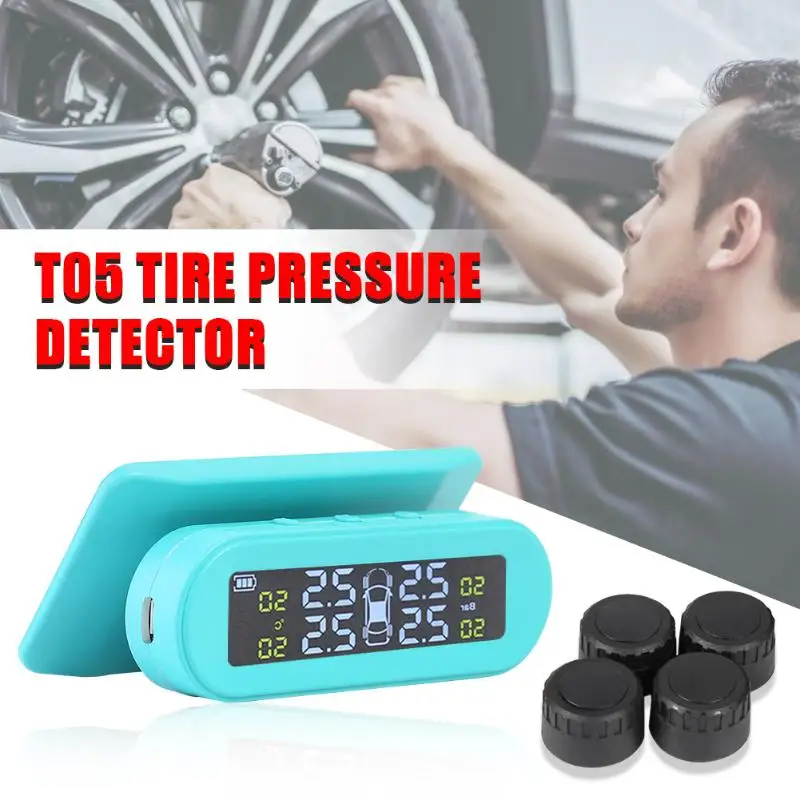 T05 автомобильный Солнечный usb зарядка автомобиля TPMS IP67 Водонепроницаемый Автомобильный датчик контроля давления в шинах сигнализация температуры с 4 датчиками