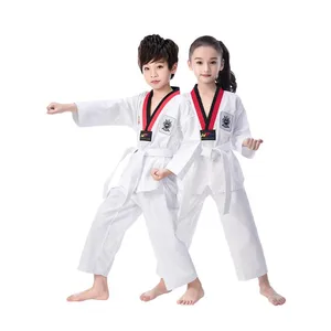 Traditionellen Weiß Taekwondo Uniform Kinder Erwachsene Taekwondo Anzug Dobok WTF Karate Uniform Kleidung Kurze & Lange Hülse Fitness