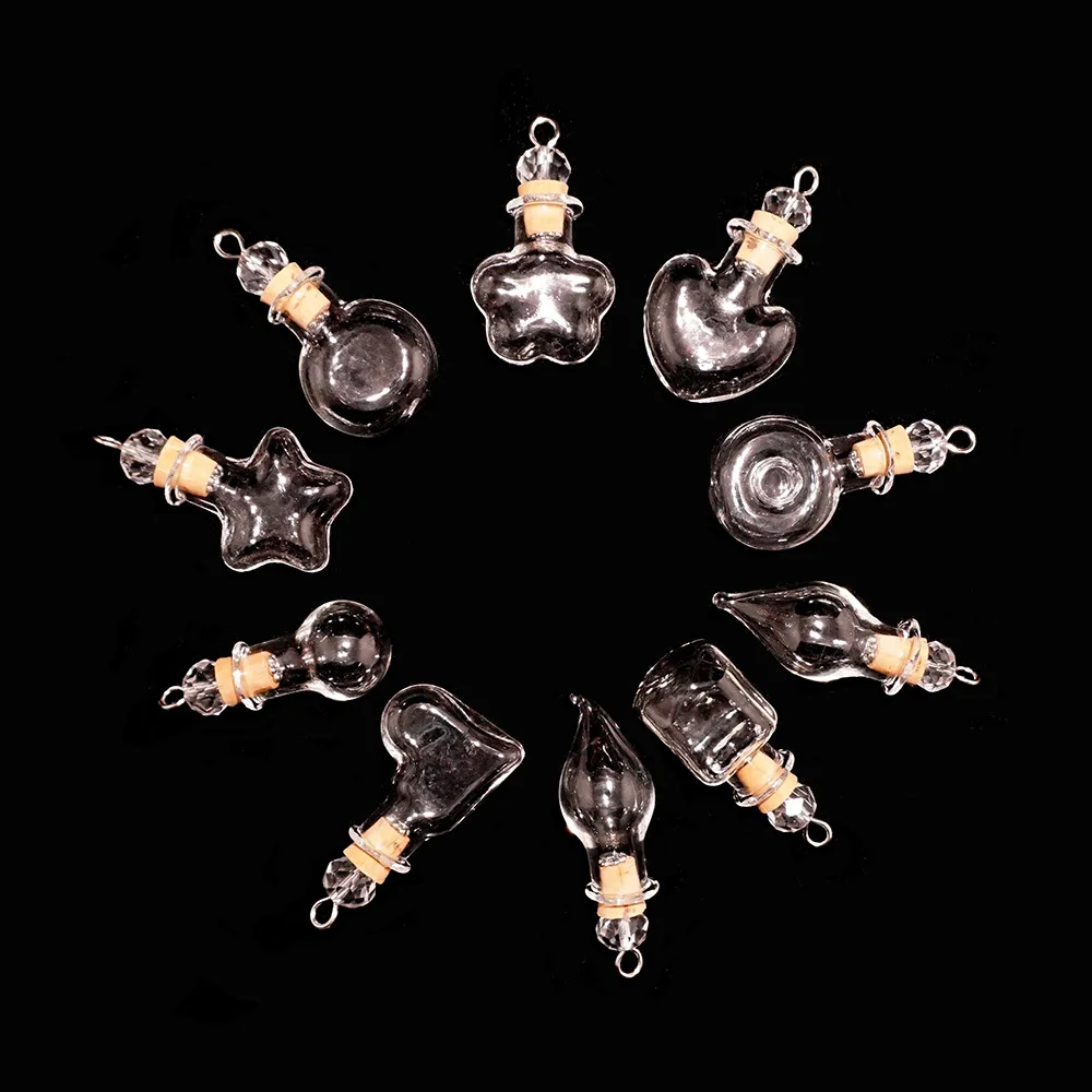 （100Pcs）Mini Glass Bottles with Cork Hooks Favors Souvenir Charm Bottles