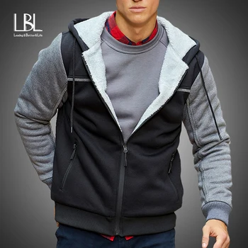 

2019 New Men Jacket Winter Thick Warm Fleece Zipper Hooded Coat Sportwear Male Streetwear Sweatshirts Hoodies Bomber Jacket Men