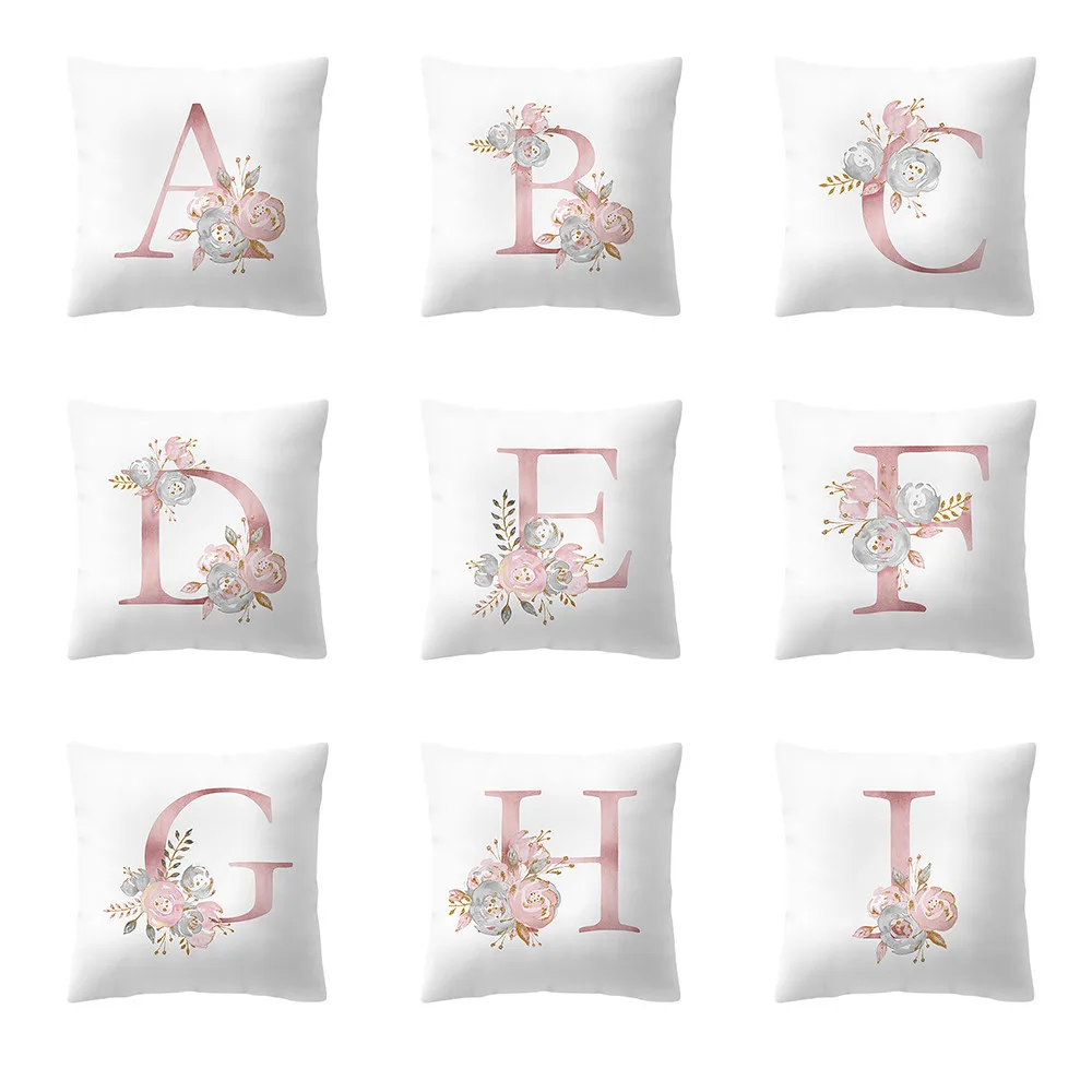 

Pink Kids Room Camas Decoration Letter Pillow Cover Home Living Room Sofa Alphabet Pillowcases Housse De Coussin 45x45cm
