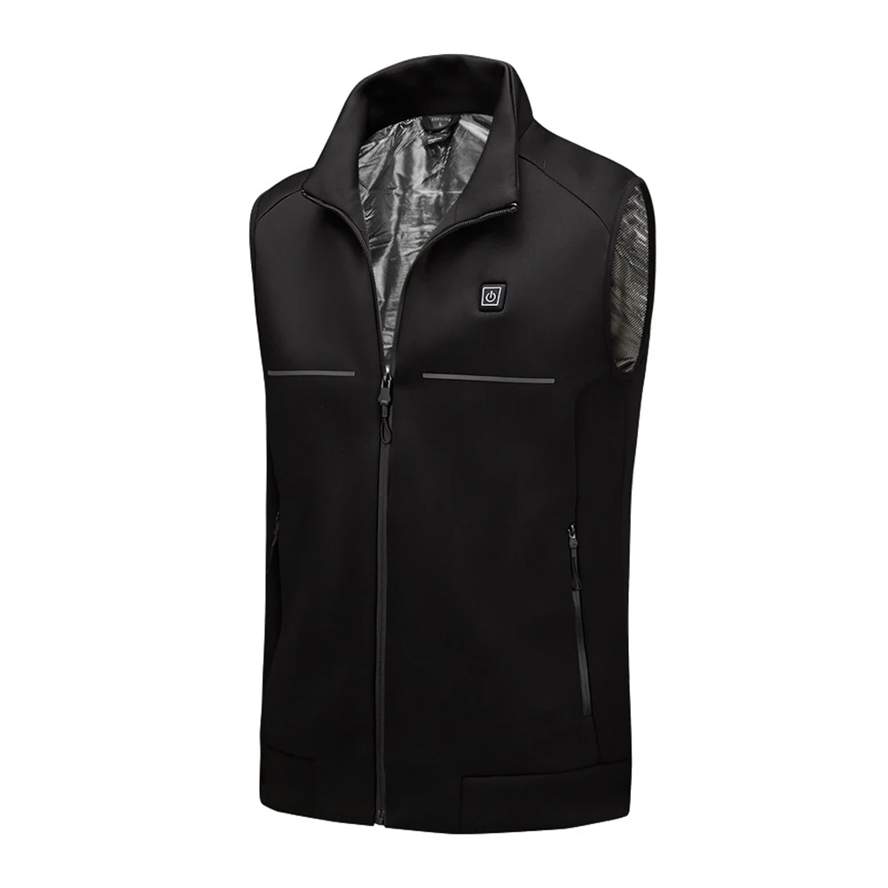 Men Women Outdoor USB Infrared Heating Vest Jacket Winter Flexible Electric Thermal Clothing Waistcoat Fishing Hiking - Цвет: Black and Silver