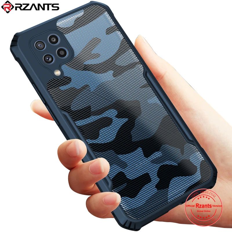 Rzants Per Samsung Galaxy M32 Custodia Rigida Camouflage Cover Tpu Frame Bumper Half Clear Phone Shell
