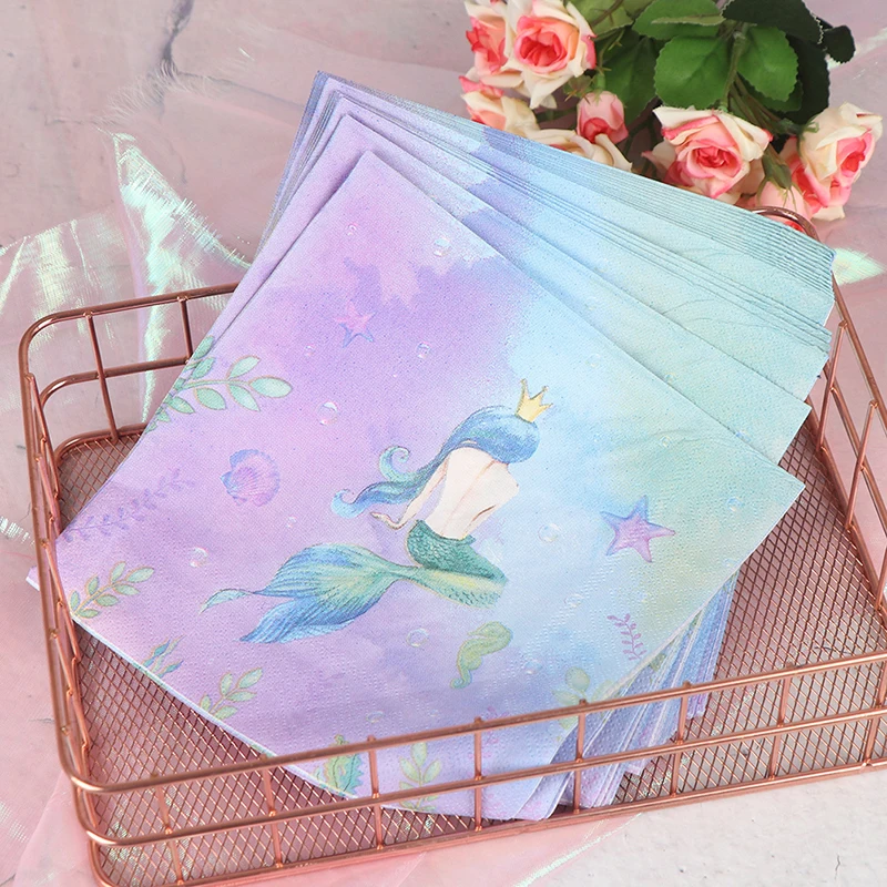 8/20pcs Happy Birthday Party Set Mermaids Party Tableware Plates Napkins Cups Baby Shower Party Decorations