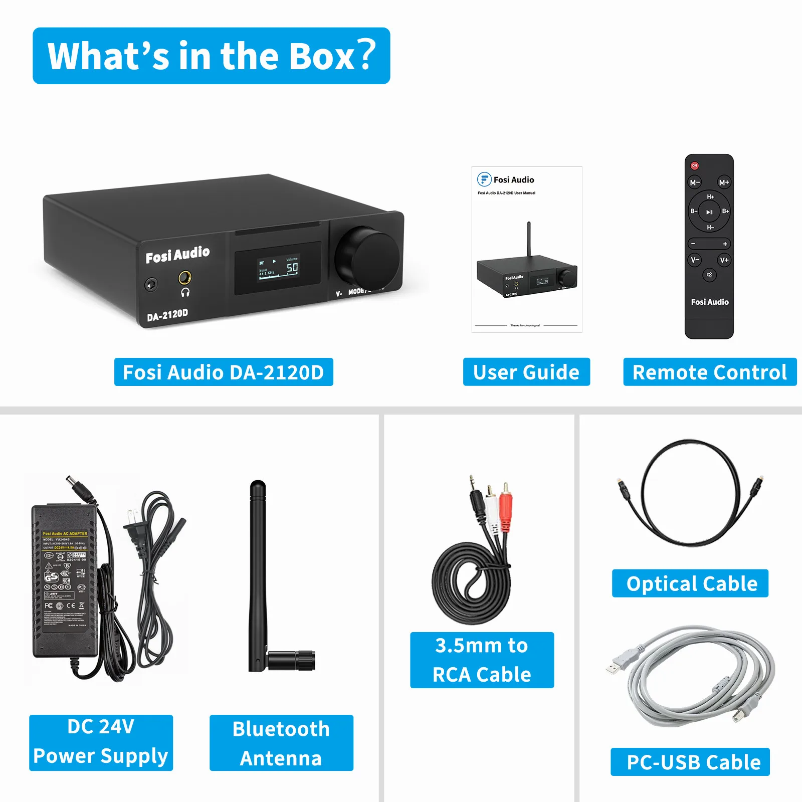 Fosi Audio DA-2120A デジタルステレオパワーアンプ DA-2120D Bluetooth オーディオアンプ 2.1 チャンネルステレオ