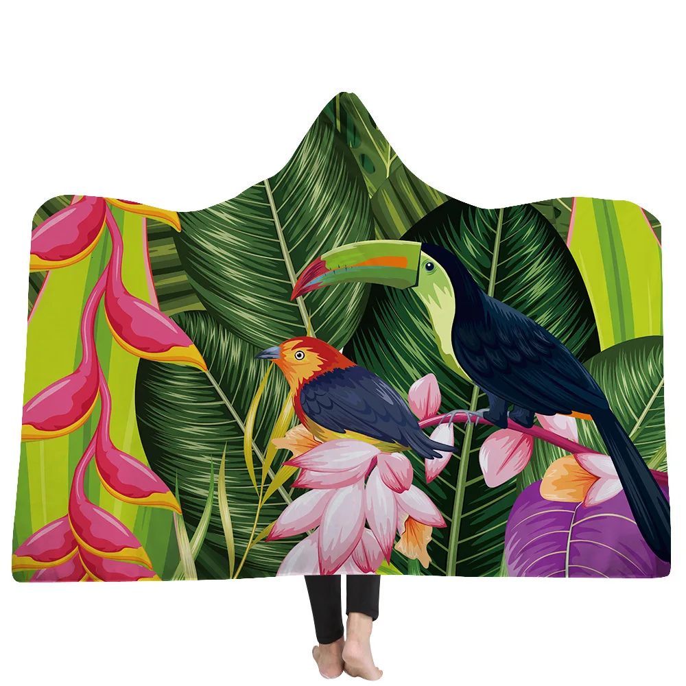 Прямая одеяло с капюшоном с изображением ананаса, цветы плюшевый, с принтом для взрослых и детей, шерстяное одеяло теплое покрывало Одеяло - Цвет: color33